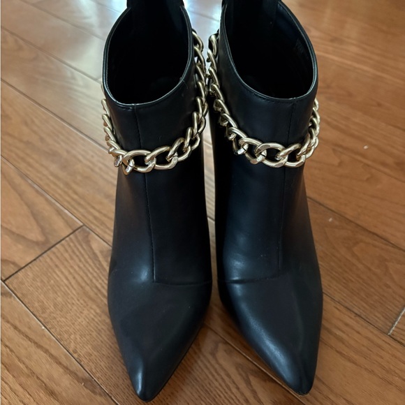Black Chain-Embellished Ankle Boots - Picture 3 of 3